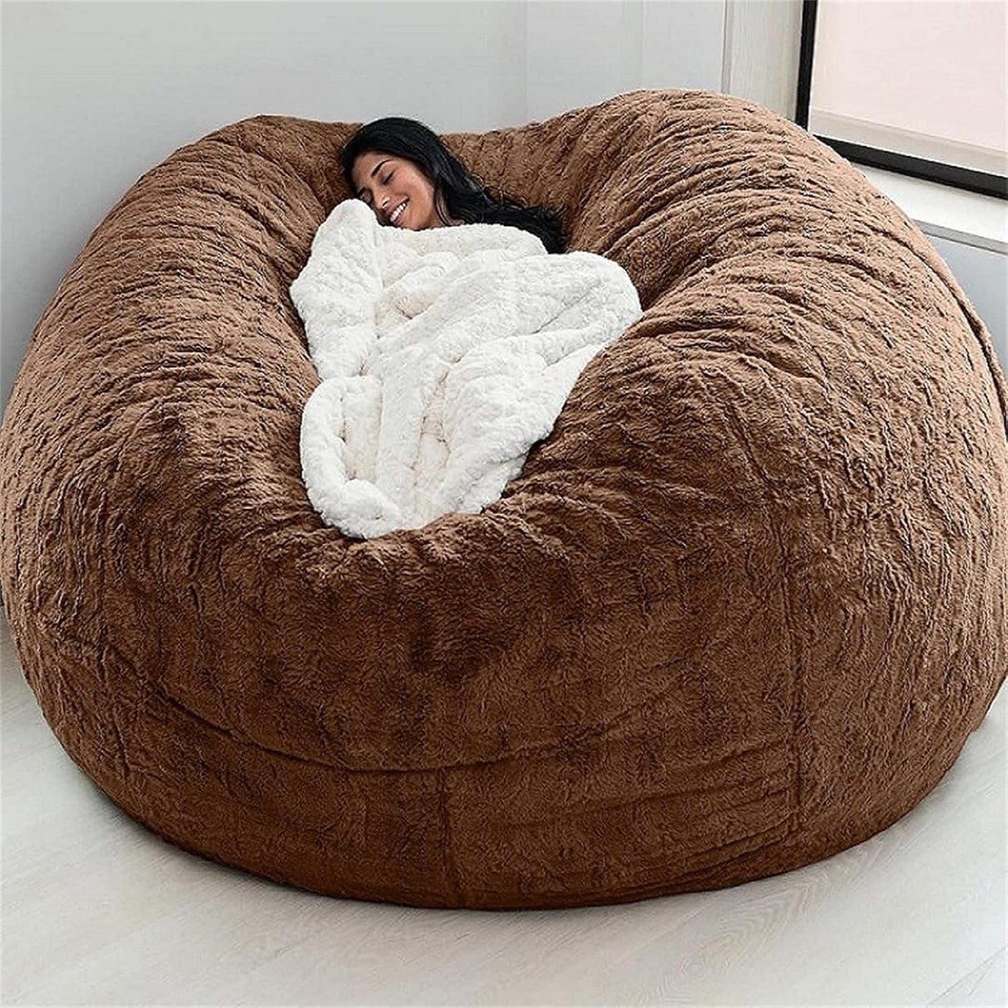 Big Huge Giant Bean Bag Chair for Adults, (No Filler) Bean Bag Chairs in Multiple Sizes and Colors Giant Foam-Filled Furniture - Machine Washable Covers, Double Stitched Seams (Coffee,5FT)
