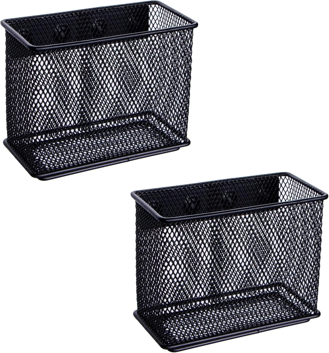 dedoot Magnetic Basket 2 Pack Magnetic Holder Locker Magnetic Pen Holder Magnetic Pencil Holder Strong for Whiteboard Marker, 4.7x2.3x3.7inch Black Mesh Magnetic Pen Holder for Refrigerator Fridge