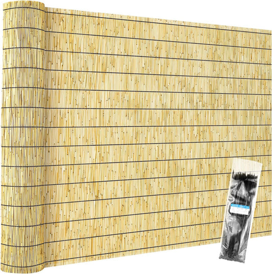 Natural Reed Fencing Rolls,5.5FT X 16.4FT Reed Screen Curtain Fence Covering Privacy Bamboo for Outdoor Backyard Patio（Yellow）