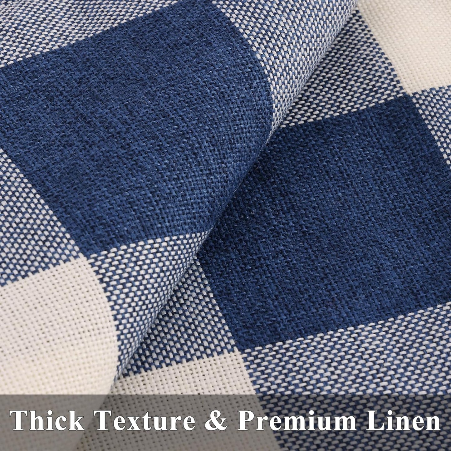 decorUhome Buffalo Plaid Check Throw Pillow Covers 18x18 Set of 2, Outdoor Decorative Farmhouse Neutral Pillow Covers with Stitched Edge for Bed Couch Sofa, Navy Blue and White