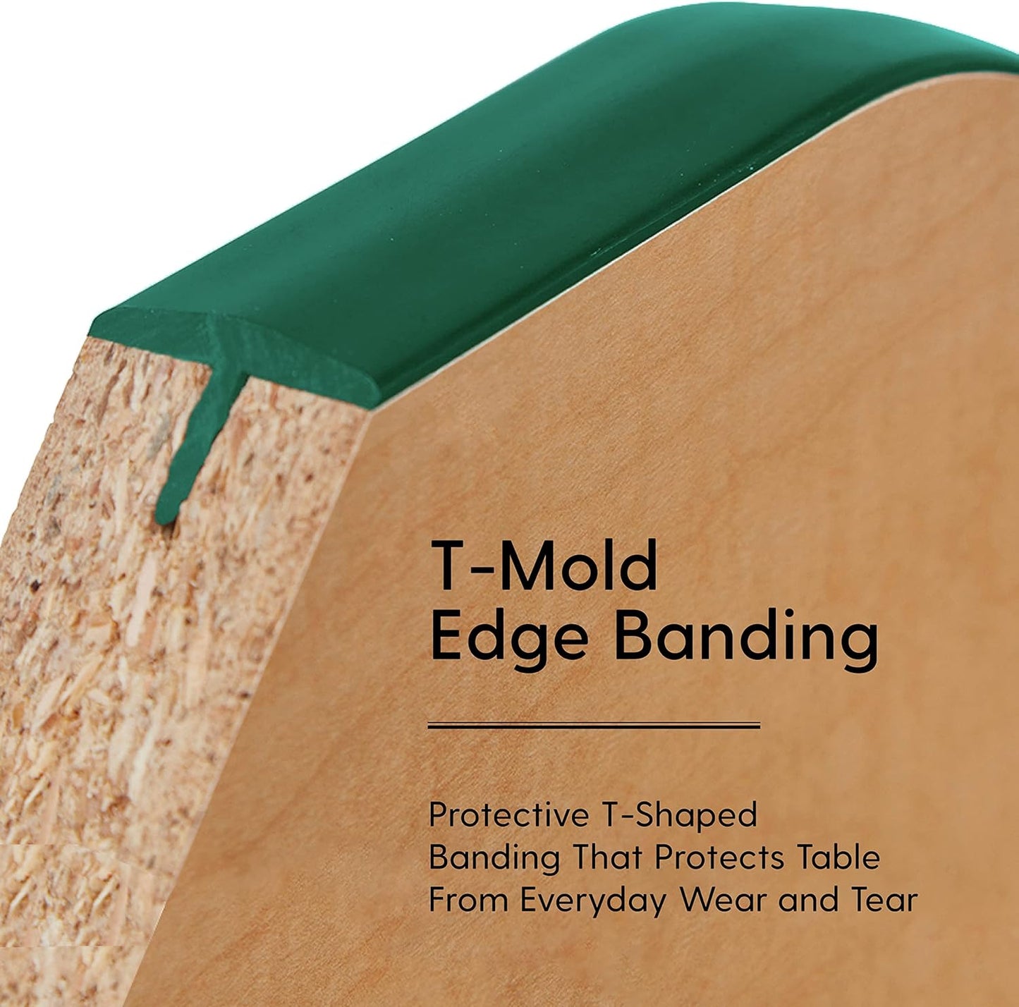 FDP Rectangle Activity School and Classroom Kids Table (36 x 72 inch), Toddler Legs, Adjustable Height 15-24 inches - Maple Top and Green Edge