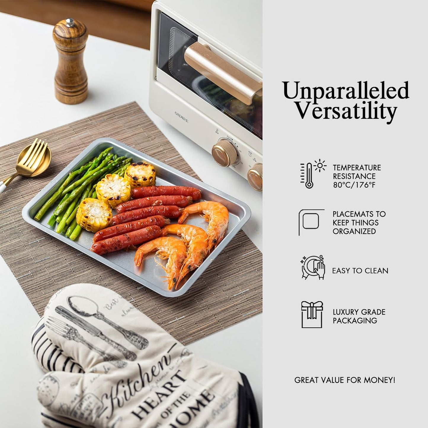 Placemats Set of 8 - Easy Clean Woven Vinyl Placemats for Dining Table, Indoor/Outdoor Place Mats, Washable PVC Table Mats （Light Brown）