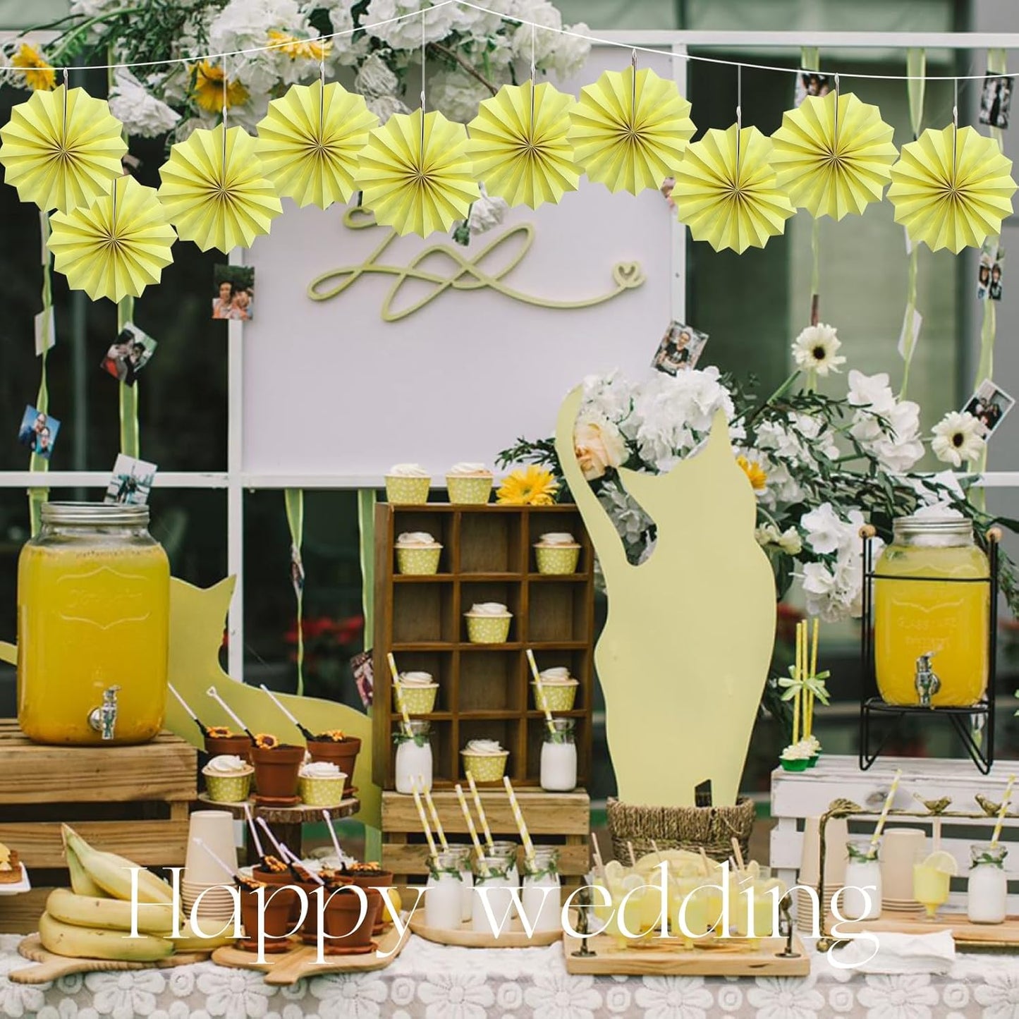 Yellow Hanging Paper Fans,Yellow Accessories Paper Decorations for Party,Color Party Decorations,Bee Themed Classroom Decor,8in Hanging Paper Fans 30 Color DIY Set （Light Yellow）