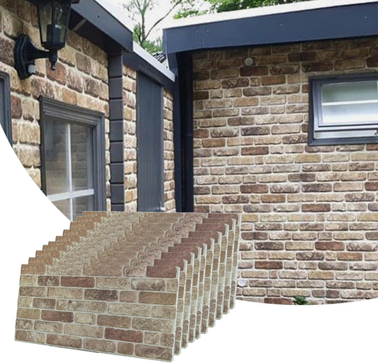 Dundee Deco 3D Wall Panels Faux Brick - Cladding, Light Brown Stone Look Wall Paneling, Styrofoam Facing for Living Room, Kitchen, Bathroom, Balcony, Bedroom, Set of 10, Covers 53 sq ft