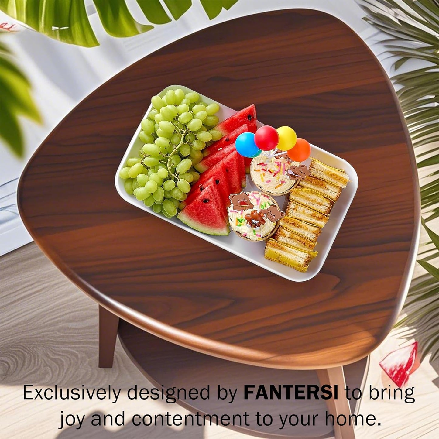 Wood Side Table, Small End Table with Storage Shelf, Accent Table for Living Room, Solid Wood Legs, Walnut