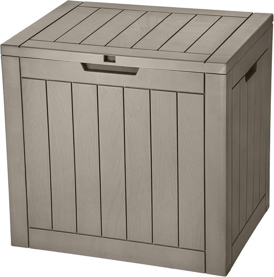 YITAHOME 30 Gallon Deck Box Outdoor Storage Box, Waterproof Resin Package Delivery and Storage Box with Lockable Lid for Patio Furniture Cushions, Pool Accessories, Garden Tools, Brown