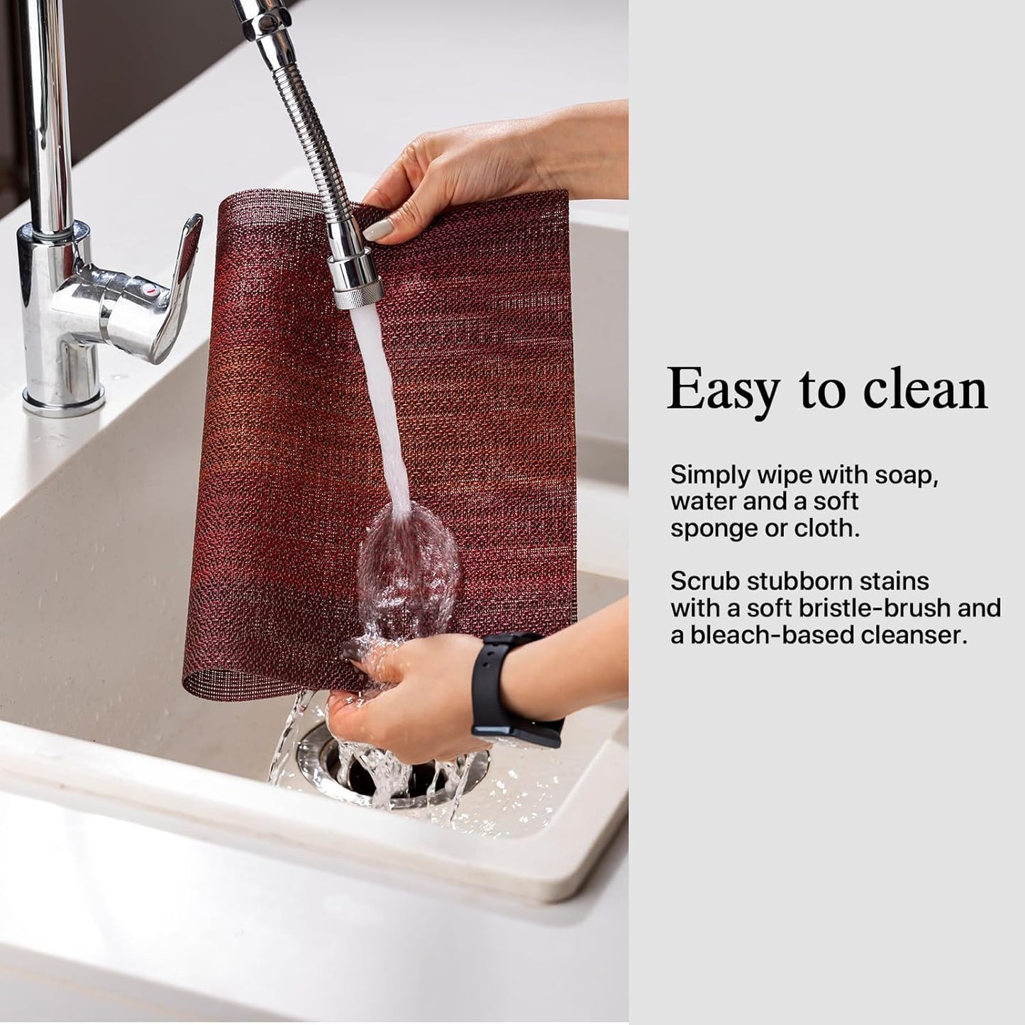 Placemats Set of 12 - Easy Clean Woven Vinyl Placemats for Dining Table, Indoor/Outdoor Place Mats, Washable PVC Table Mats（Pomegranate Parade）