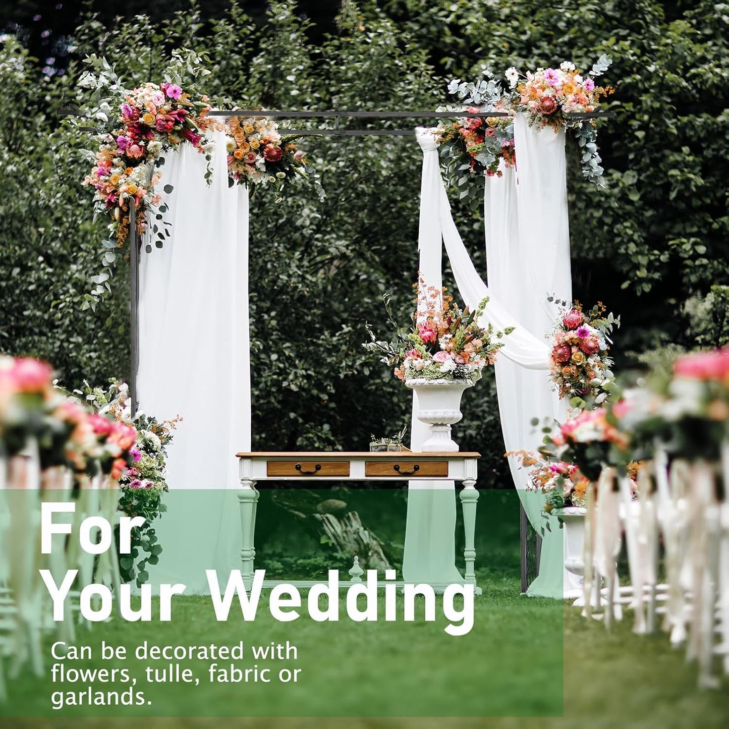 VINGLI Garden Arbor, Arch for Wedding Ceremony Party, Christmas Garden Decor Steel Garden Trellis for Plant Climbing, Pergola for Garden, Backyard, Lawn (Flat Top)