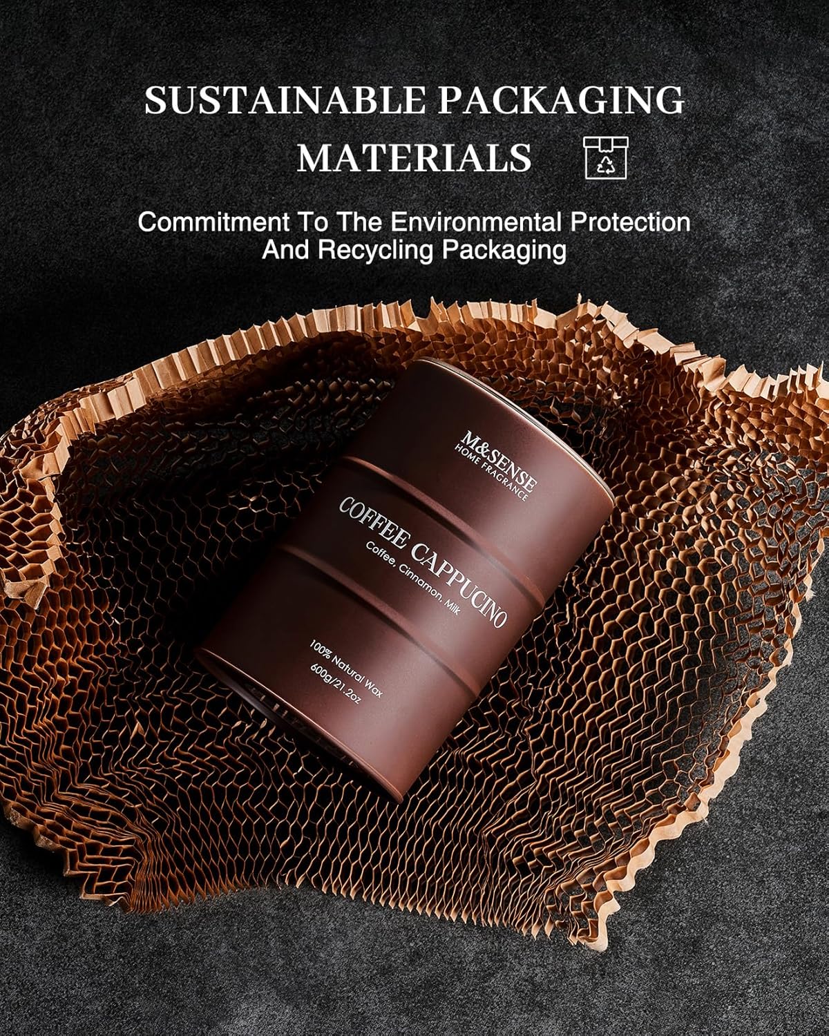 M&SENSE Coffee Cappucina Large Scented Candles, Soy Natural Wax Candle 21.2oz 120 Hours Long Lasting Burning, Strong Coffee Aroma Candle Unique Housewarming Appreciation Gifts