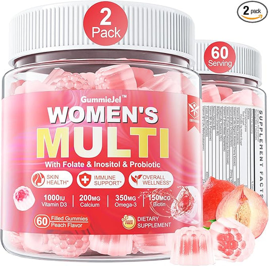 Sugar-Free Women's Multivitamin Gummies - Multivitamin Filled Gummies with Omega-3, Enzymes & Antioxidant Blend to Support Overall Health, Immunity, Hair, Nails & Skin Health. Womens Vitamins - 120 ct