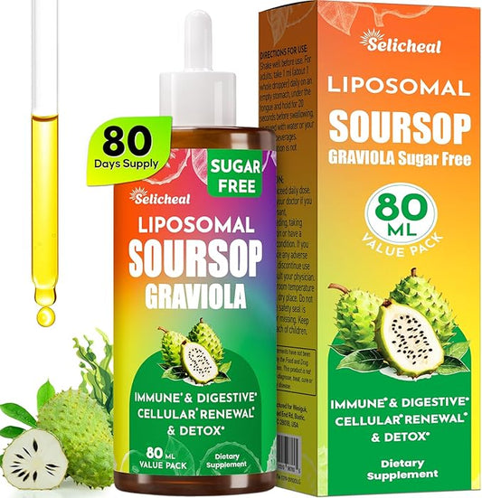 Soursop Bitters Liquid 880MG, Soursop Multivitamin Liquid Drops with Soursop Leaves Herbal Blend, for Cell Support & Regeneration, Immunity, Liver, Gut, Zzz & Antioxidant | 2.8 Fl Oz - 80 Days Supply