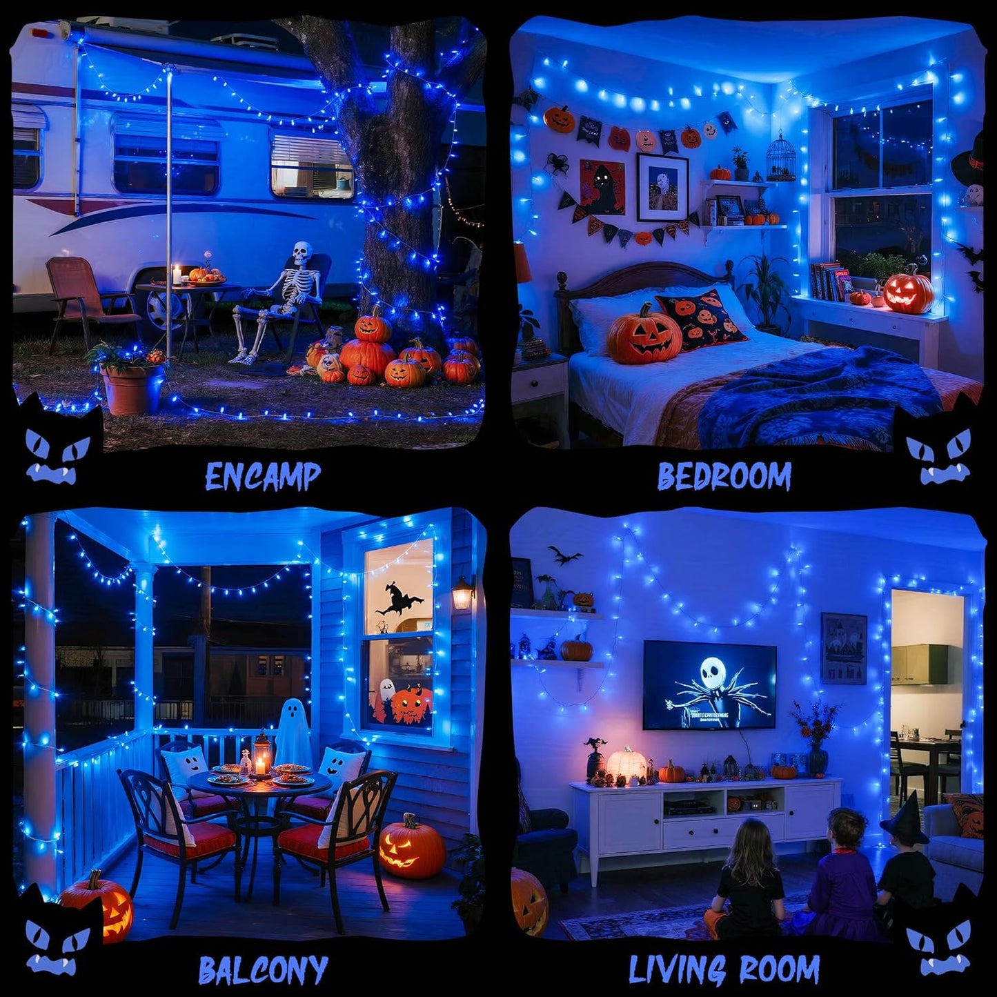JMEXSUSS 33ft 100 LED Blue Christmas Tree Lights, Battery Operated Christmas Lights with 8 Modes Remote Waterproof Outdoor Indoor for Halloween Christmas Outside Decorations