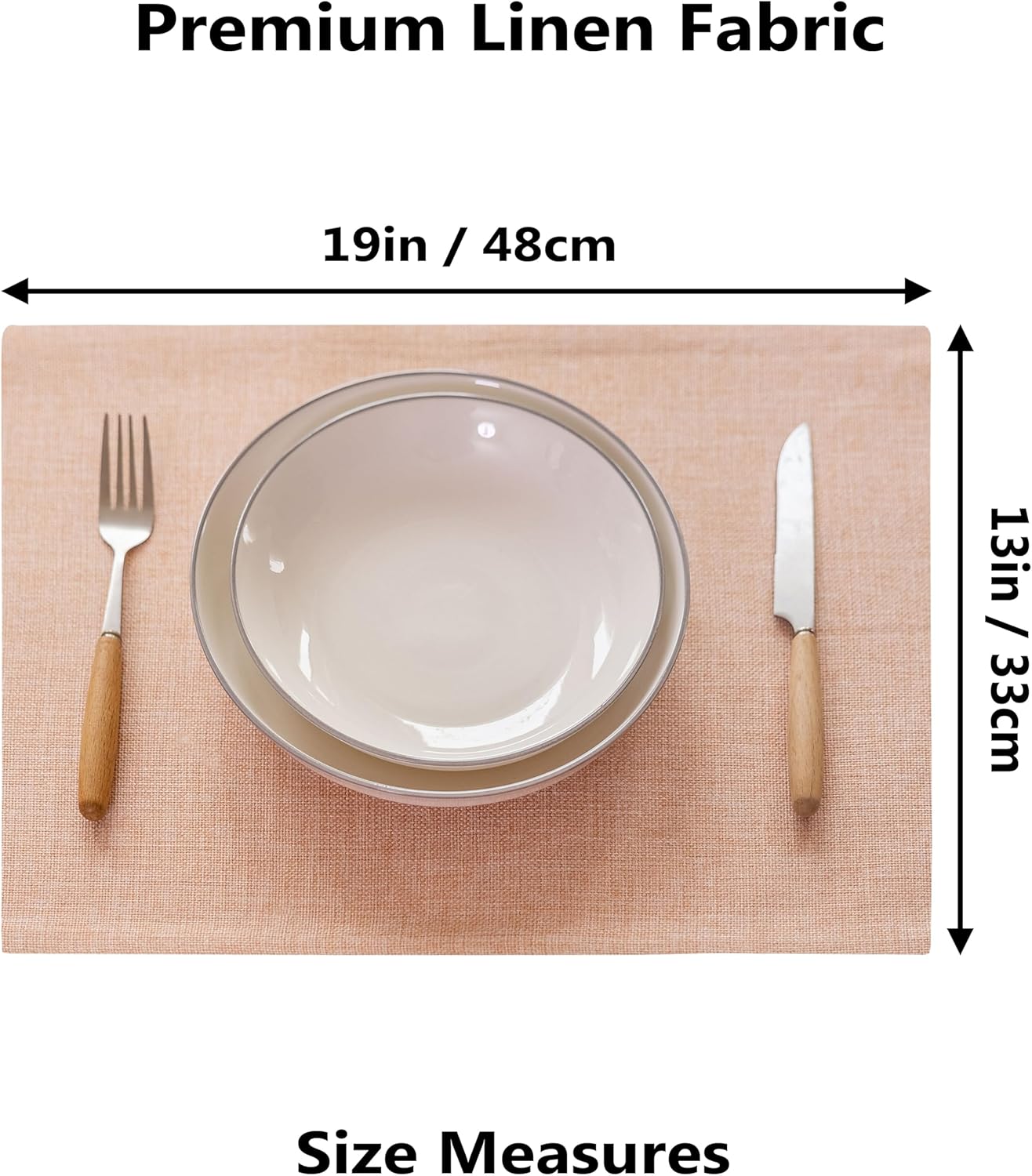 Demetex Pink Placemats Set of 8 Heat Resistant Cloth Place Mats Rectangle Linen Table Placemat for Party Anniversary Wedding, 13x19 inch, Pink