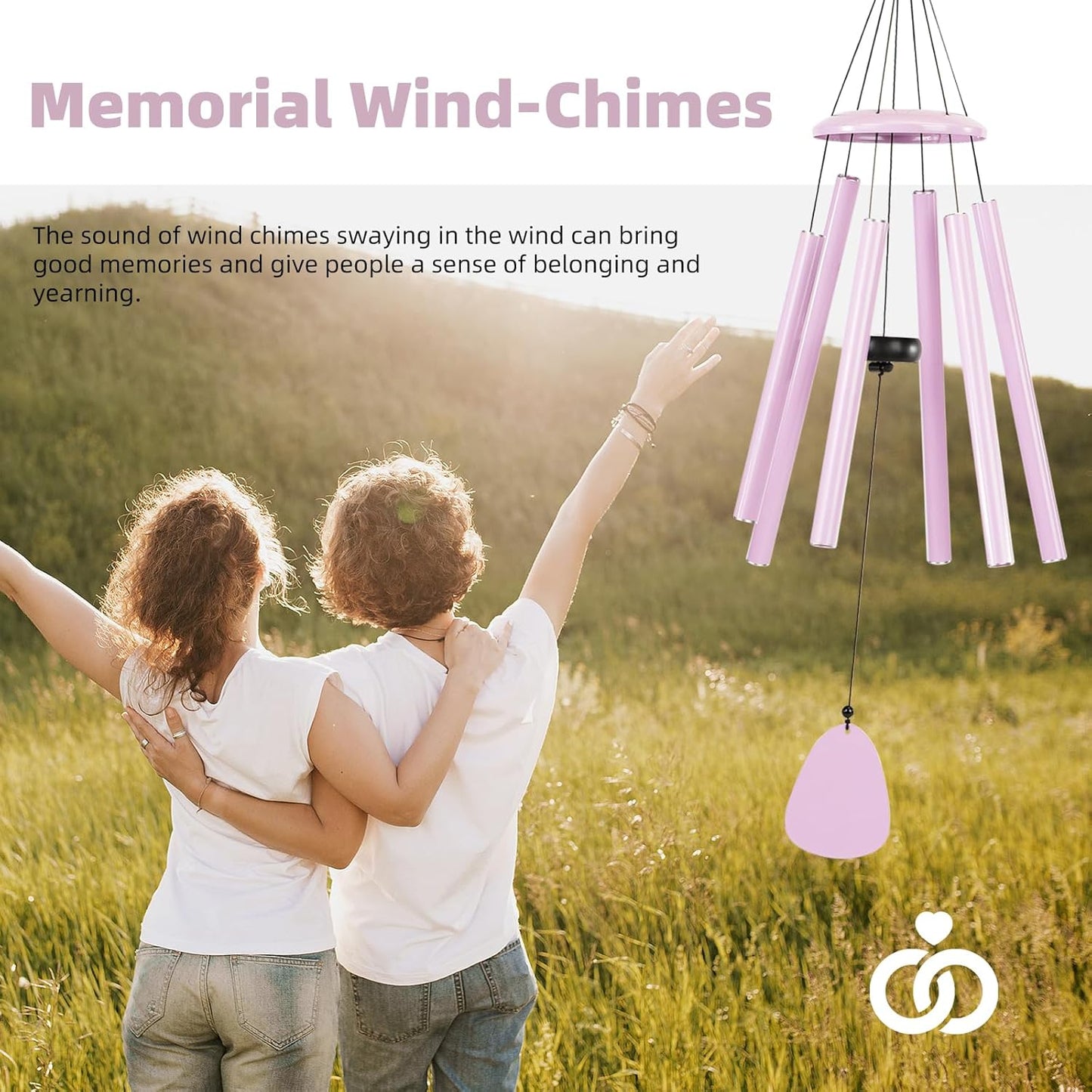 Wind-Chimes-Outdoor-Deep-Tone, Large Soothing Melodic Tones Windchimes, Wind Chimes for Outside, Memorial Wind Chime Best Gift for Mom Women Grandma Neighbors(32" Pink Coated Aluminum)