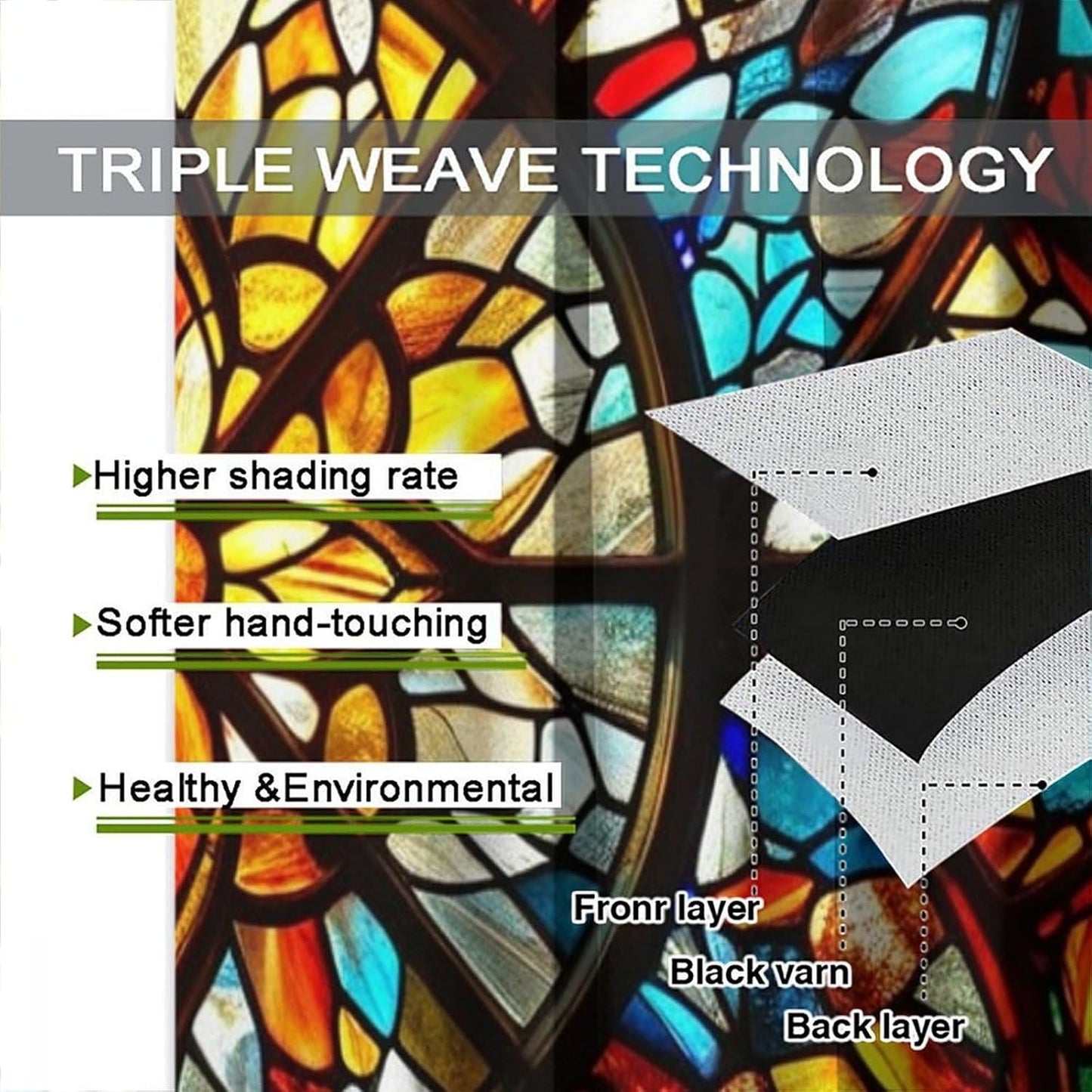 Stained Glass Curtains,Retro Mid Century Abstract Colorful Geometric Prints Home Decor Drapes for Bedroom Living Room Kitchen Window Treatment 2 Panels Set Total Size 63" W X 63" L Inch