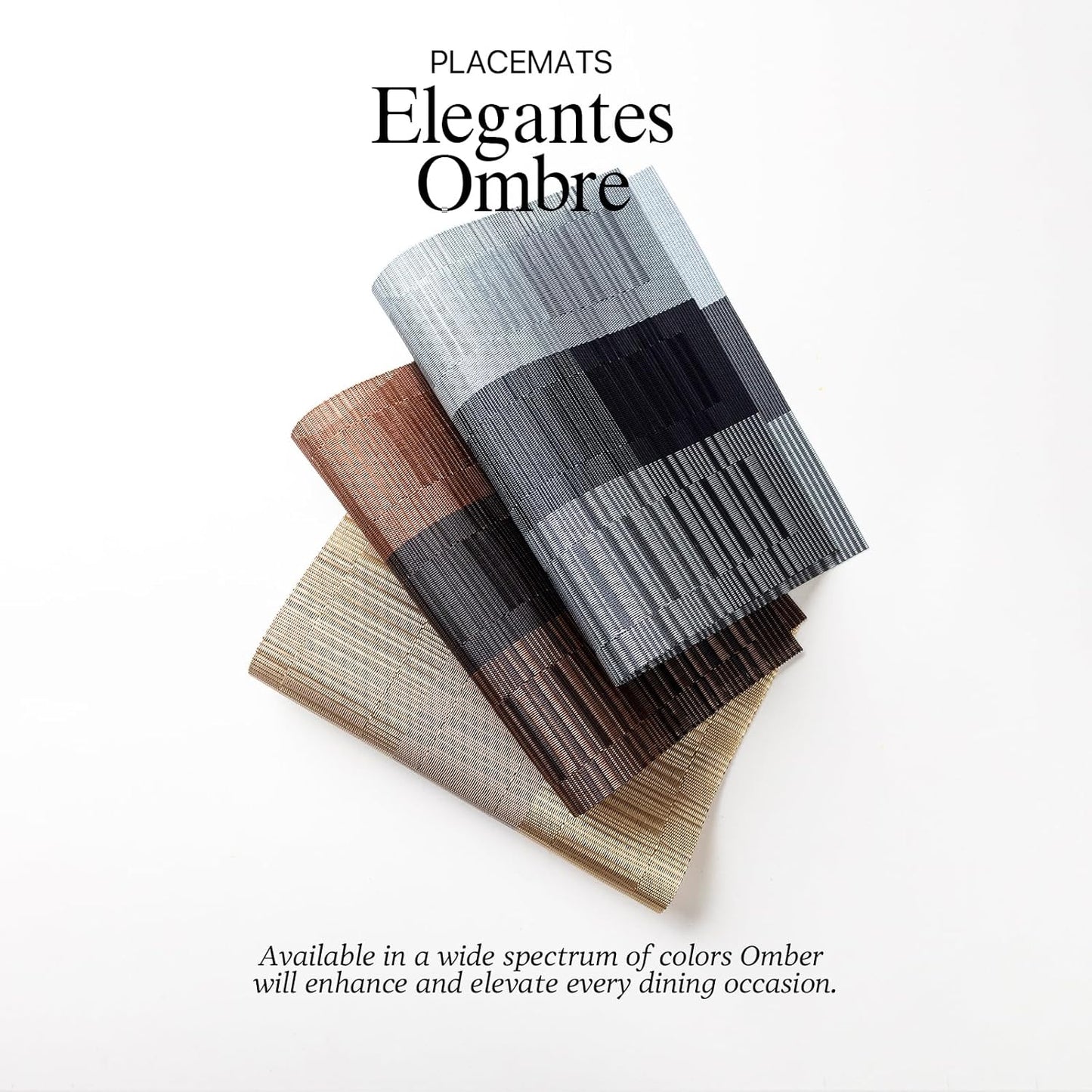 LEXMORE Placemats Set of 4 Vinyl/Plastic Woven Place Mats for Kitchen Table Indoor/Outdoor Washable Placemat Wipeable Dining Table Mats(E-Silver Gray Black)