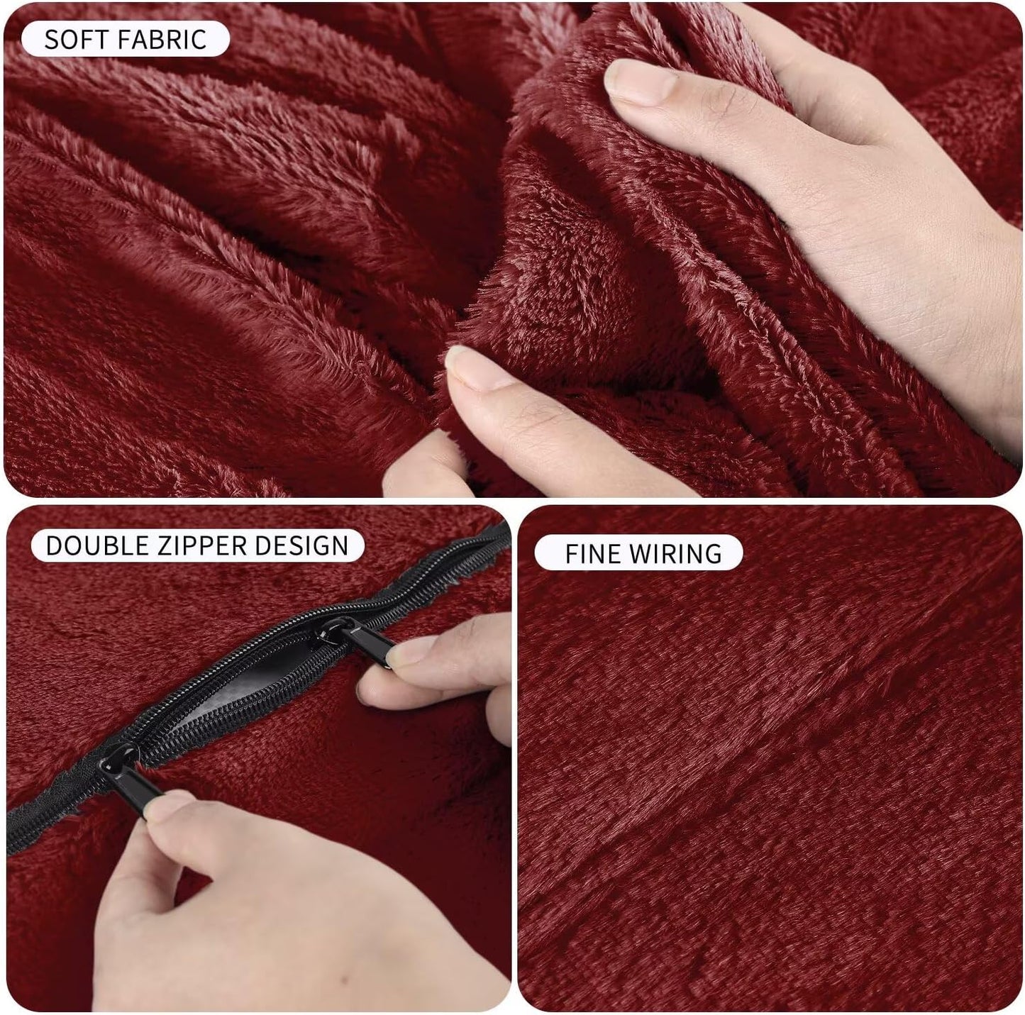 Bean Bag Chair for Adults 6FT,Soft Removable Cover for Teens/Girls Bedroom,Fluffy Giant Round Floor Beanbag Lounger Chairs (No Filler,Claret)