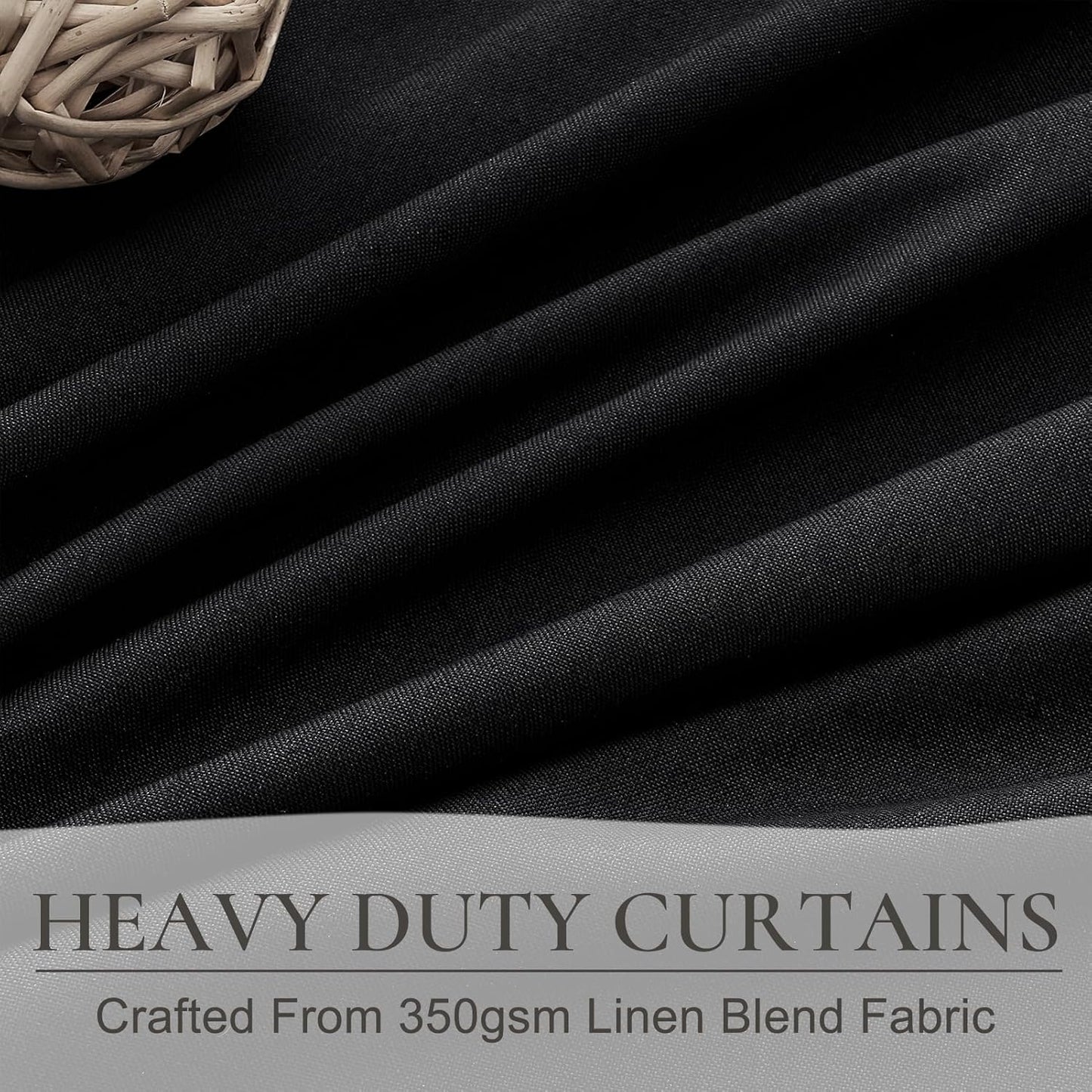 Solid Black 10 ft Blackout Curtains 120 Inches Long,Linen Elegant Floor Length Tall Large Window Curtain for Sliding Door 2 Panels Privacy Room Divider Drapes for Living Room Pinch Pleated (40"Wx120")