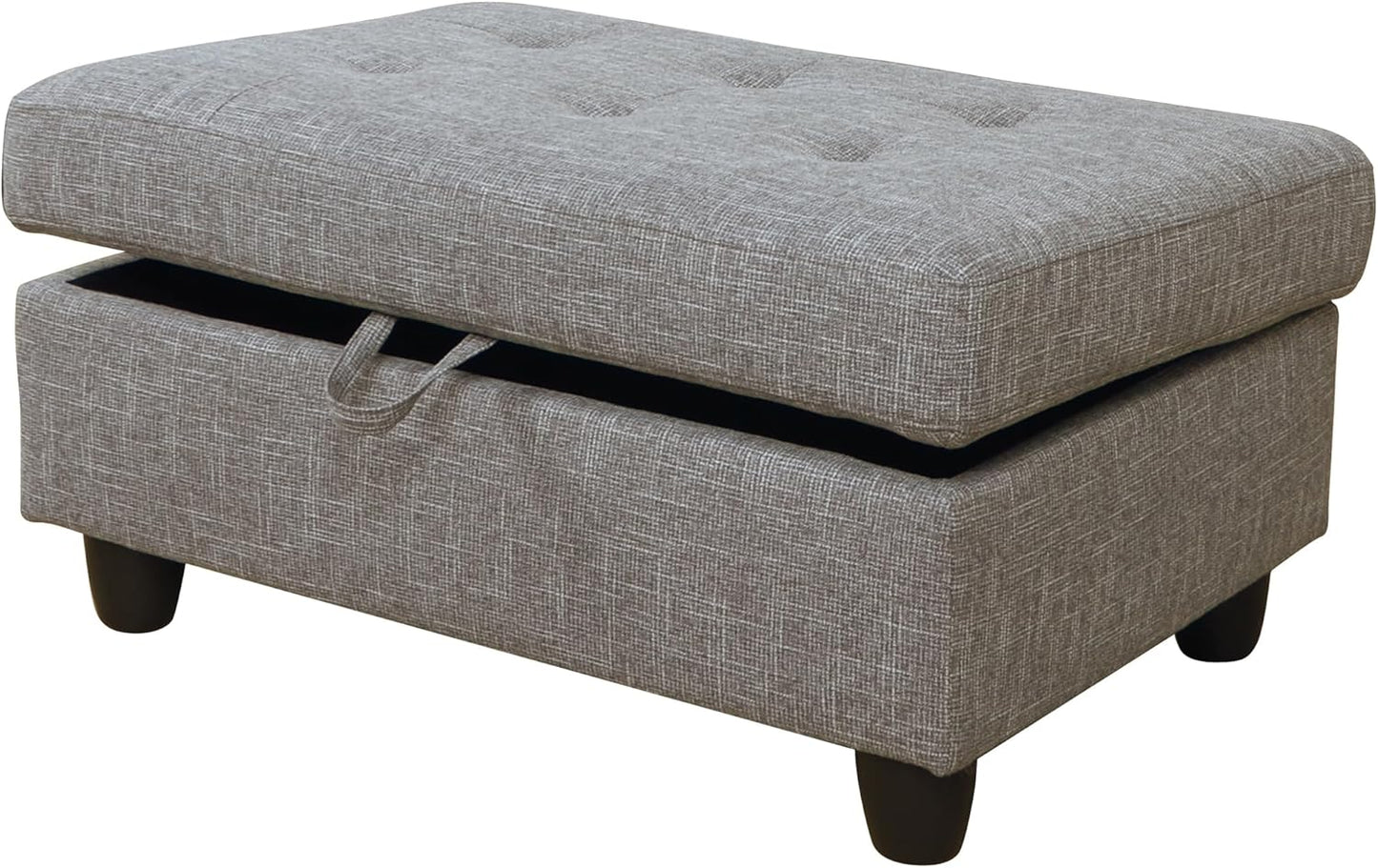 Ottoman Rectangular Storage Ottoman Bench, Flannel Footrest Stool Footstool with Lid for Living Room, Bedroom, Entryway, Light Gray, 35"x23.5"x17.5"