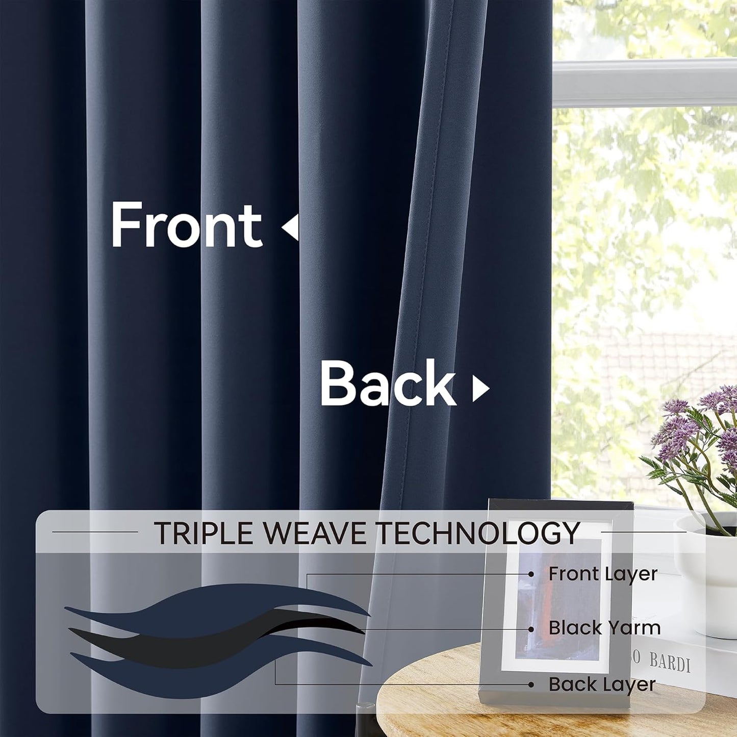 KangBang Navy Blue Pinch Pleated Curtains & Drapes 90 Inches Long for Boys Bedroom, Thermal Insulated Light Blocking Window Draperies for French Door with Hooks Track System 2 Panels, W40xL90