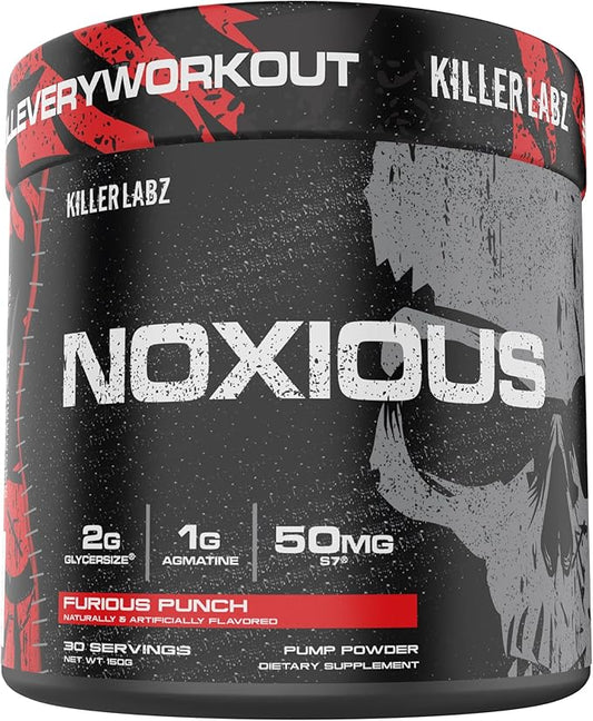 Noxious Extreme Nitric Oxide Booster Pump Pre-Workout Powder | Endurance and Muscle Building | 30 Servings (Furious Punch)