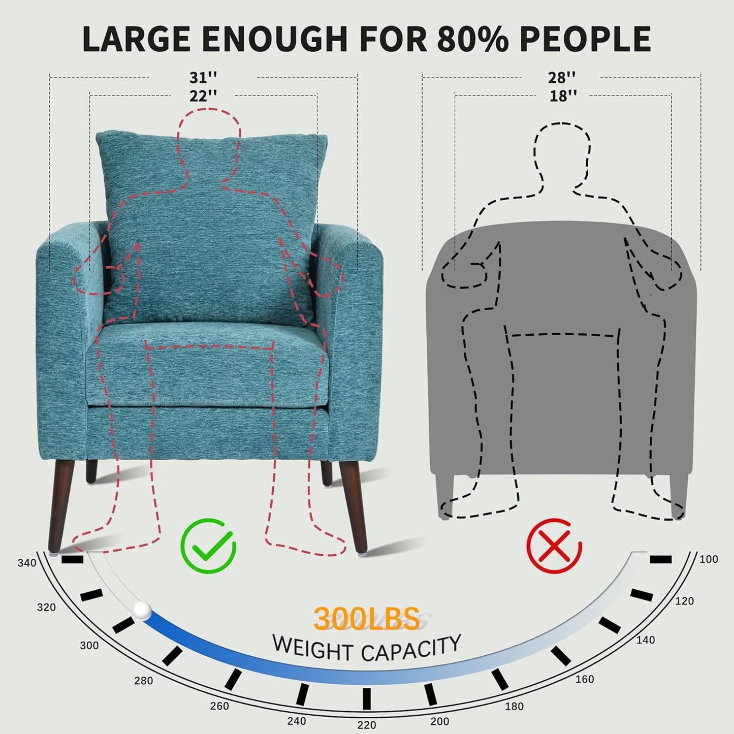 Barrel Accent Chair Set of 2 with Back Pillow, Large Upholstered Armchair with Solid Wood Legs Modern Reading Chairs for Living Room Bedroom