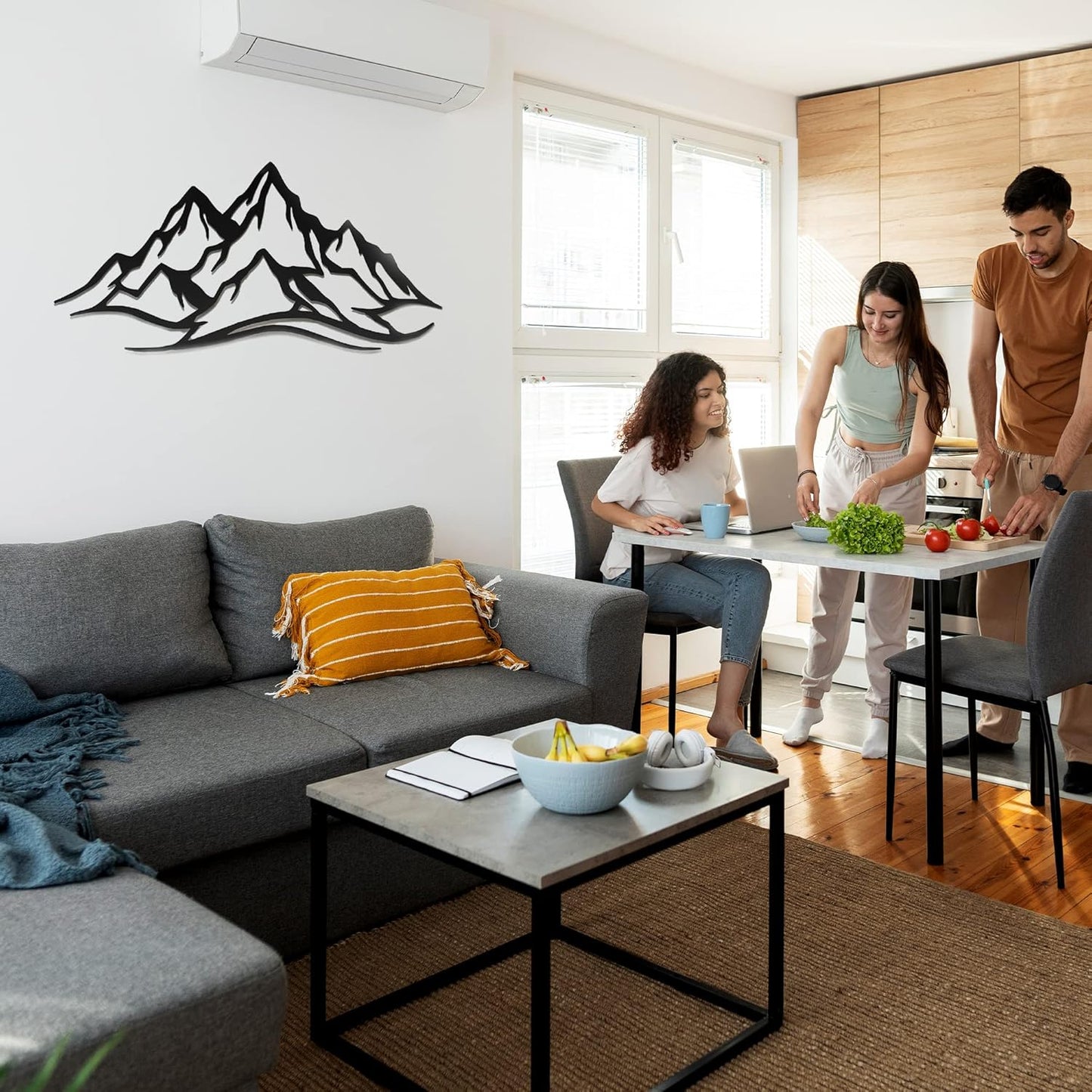 METALPLEX Mountain Range Metal Wall Art - Fade-Resistant and Rust-Free Indoor & Outdoor Aluminum Composite Wall Decor - Home Decor Wall Art For Living Room and Bedroom Decorations - White (20" x 10")