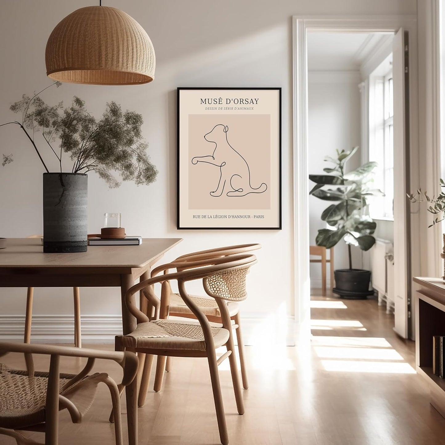Poster Master Vintage Poster - Retro One Line Dog Drawing Print - Dog Art - Minimal Gift for Men, Women, Animal Lover - Abstract Wall Decor for Home, Office, Bedroom - 11x14 UNFRAMED Wall Art