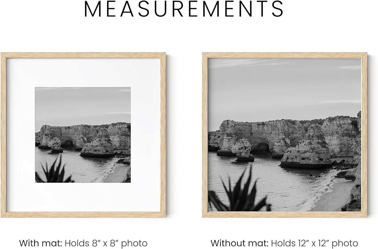 HAUS AND HUES Square Picture Frames Set - 15 Wooden Frames, 12x12 with Mat, Beige Oak Finish