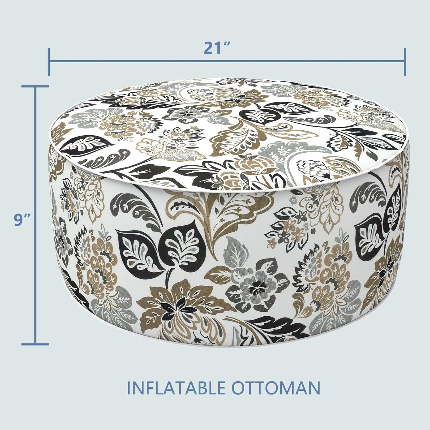 LVTXIII Inflatable Stool Ottoman Footrest with Handle, Decorative Fade-Resistant Foot Stool, Indoor or Outdoor Pouf for Home Garden and Camping Use, 21x21x9, Dailey Tan