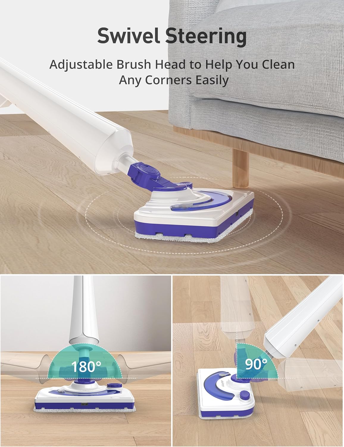Professional Steam Mop Cleaner, 1300W Floor Steamer with Detergent Chamber, 25S Heat Up, Lightweight Steamer for Cleaning with 2 Washable Pads, Safe for Tiles, Upholstery, Carpet, Hardwood, Navy