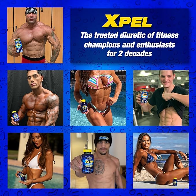 MHP Xpel Maximum Strength Diuretic Water Pills, for Water Retention Relief, Weight loss Support, with Vitamin B-6 Potassium Dandelion Root, 80 Capsules