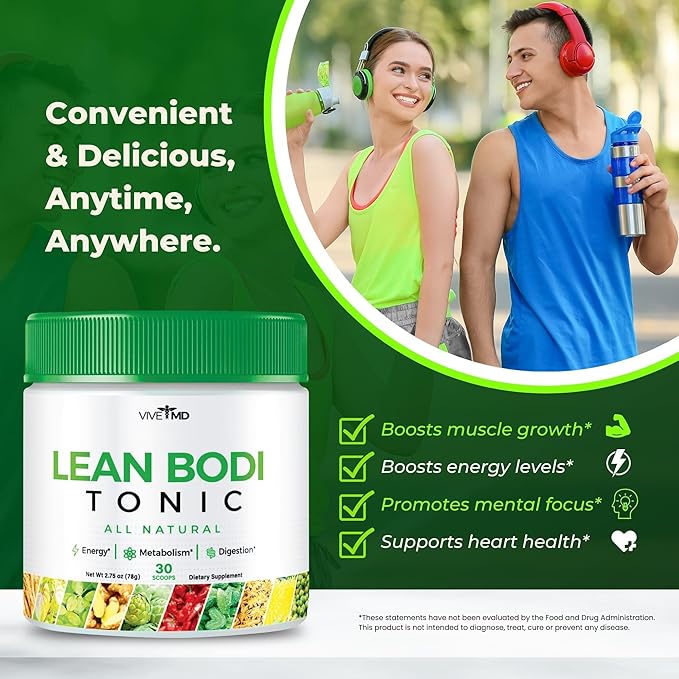 Nagano Lean Bodi Tonic Powder Official FormulaLean Bodi Tonic All Natural with Vitamin B6, and BCAA for Maximum Strength, Cleanse and Lean Metabolic Powder Support Lean Bodi Drink (3 - Pack)