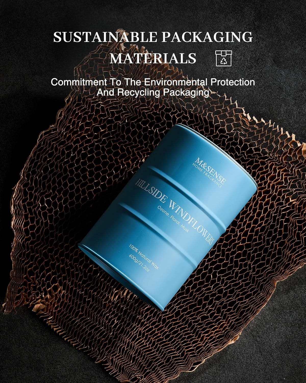 M&SENSE White Flowers Large Natural Scented Candle, 120 Hours Long Lasting Soy Candle 21.2oz, Stress Relief Floral Aromatherapy Candles for Women, Valentines Day Gifts for Her