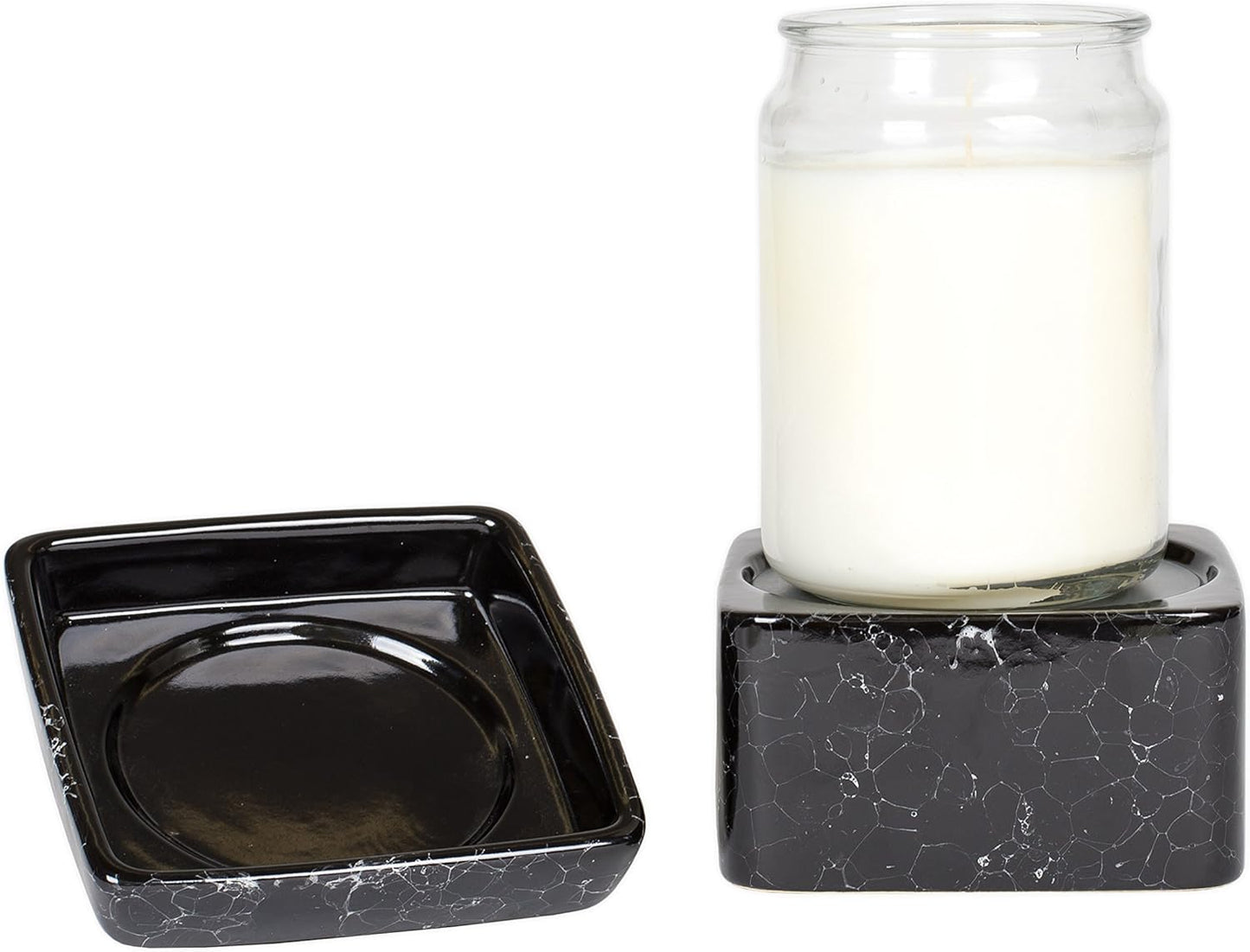 Black Ceramic Stoneware Electric 2-in-1 Tart Wax Oil Candle Warmer (1, Black Marble)