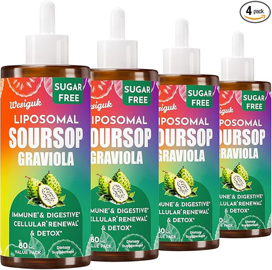 Soursop Bitters Liquid 880MG, Soursop Multivitamin Liquid Drops with Soursop Leaves Herbal Blend, for Cell Support & Regeneration, Immunity, Liver, Gut, Zzz & Antioxidant | 320 Days Supply