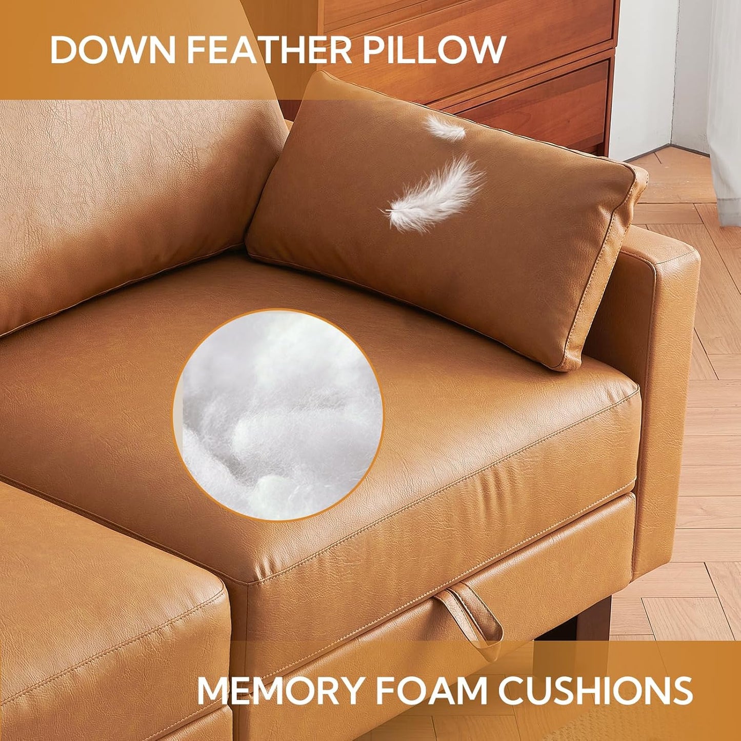 Faux Leather Modular Sofa, Module A