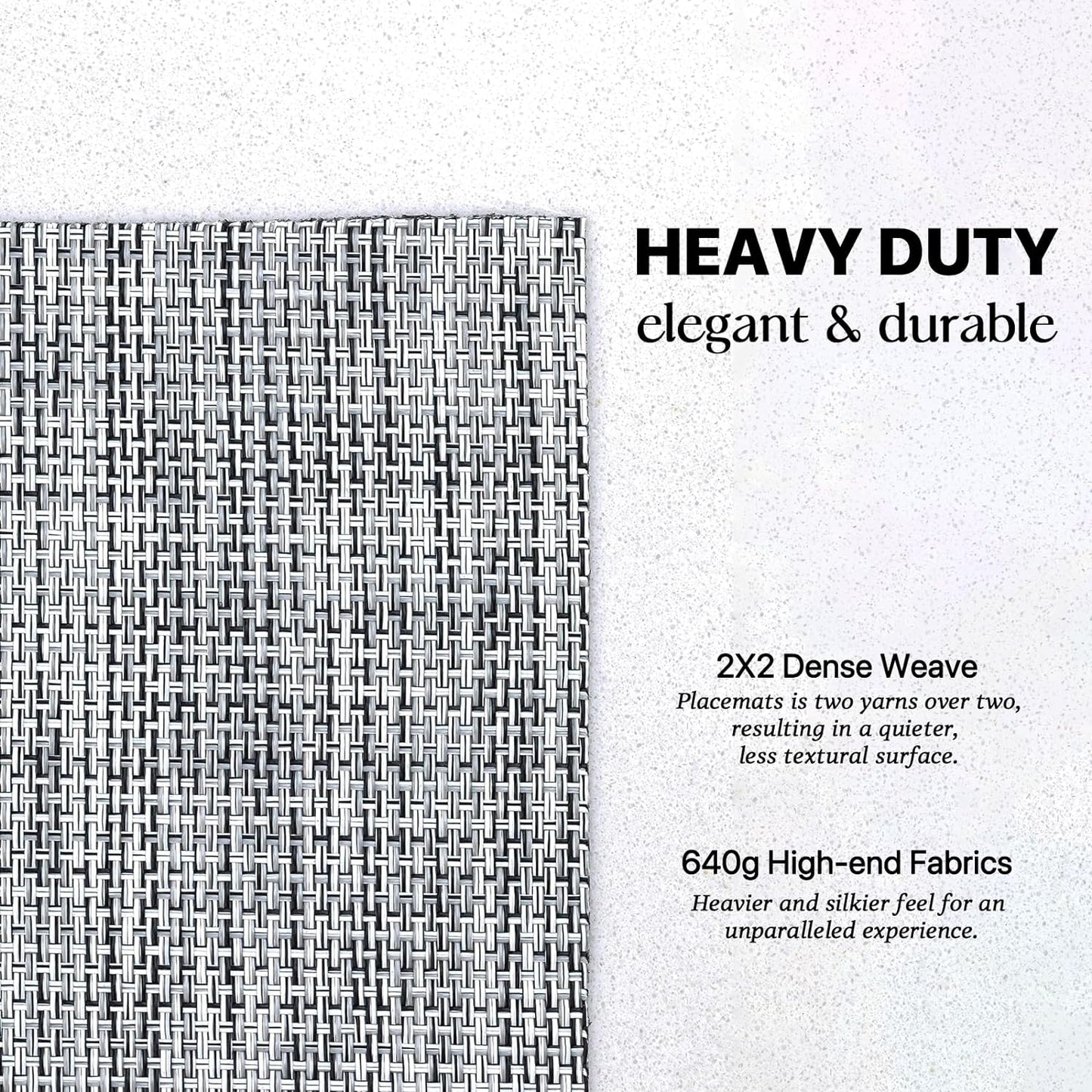 LEXMORE Placemats Set of 8 Vinyl/Plastic Woven Place Mats for Kitchen Table Indoor/Outdoor Washable Placemat Wipeable Dining Table Mats(Gray)