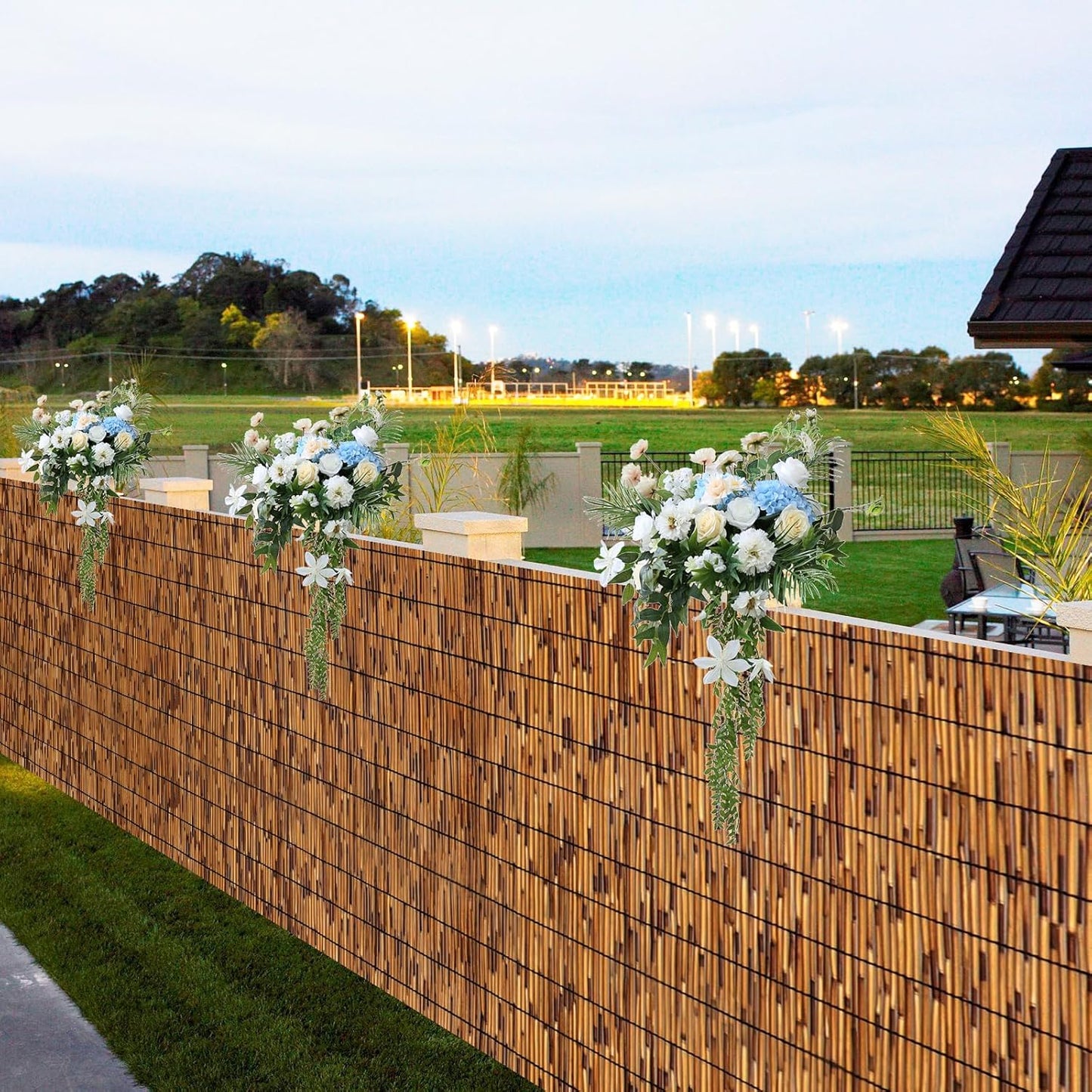 Natural Reed Fence,6FT X 16.4FT Bamboo Fencing Privacy Reed Screening for Outdoor, Gallery, Restaurant, Hotel, Patio (Brown)