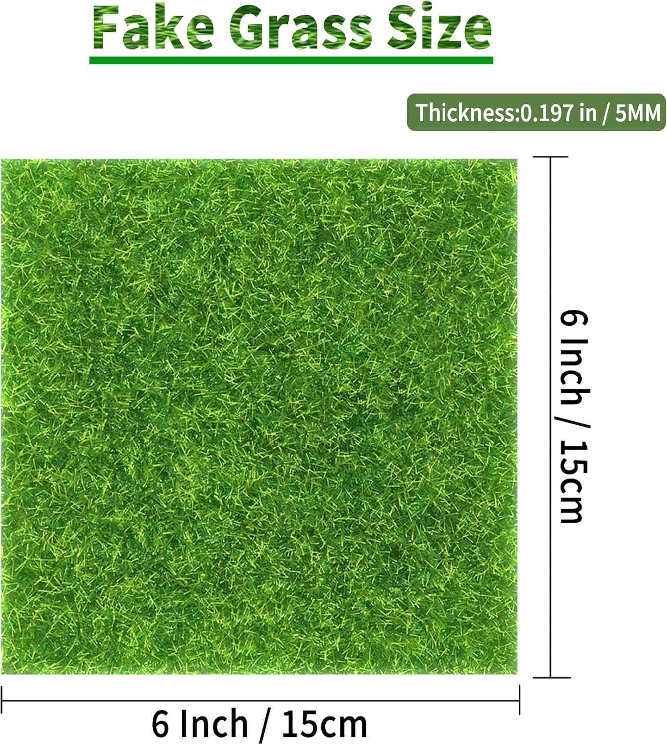 12 Packs 6 X 6 Inch Fake Grass Decor for Crafts, Artificial Grass for Dollhouse Miniature Ornament Projects, Model Turf Grass for DIY Fairy Garden Accessories and Decor Kit