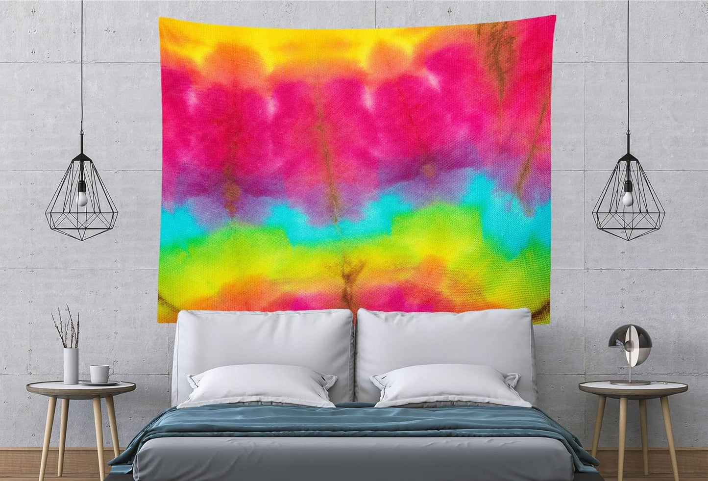BELECO Tie Dye Tapestry Wall Hanging 60x50 Inch Fabric Tie Dye Color Texture Background Tapestry Groovy Sign Rainbow Tapestry Hippie Tie Dye Tapestries for Bedroom Living Room Dorm Decor