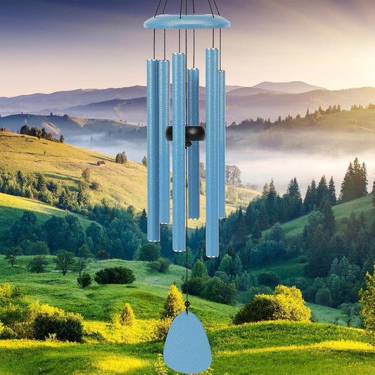 Wind-Chimes-Outdoor-Deep-Tone, Large Soothing Melodic Tones Mobile Windchimes, Wind Chimes for Outside, Memorial Wind Chime Best Gift for Mom Women Grandma Neighbors(32" Blue Coated Aluminum)