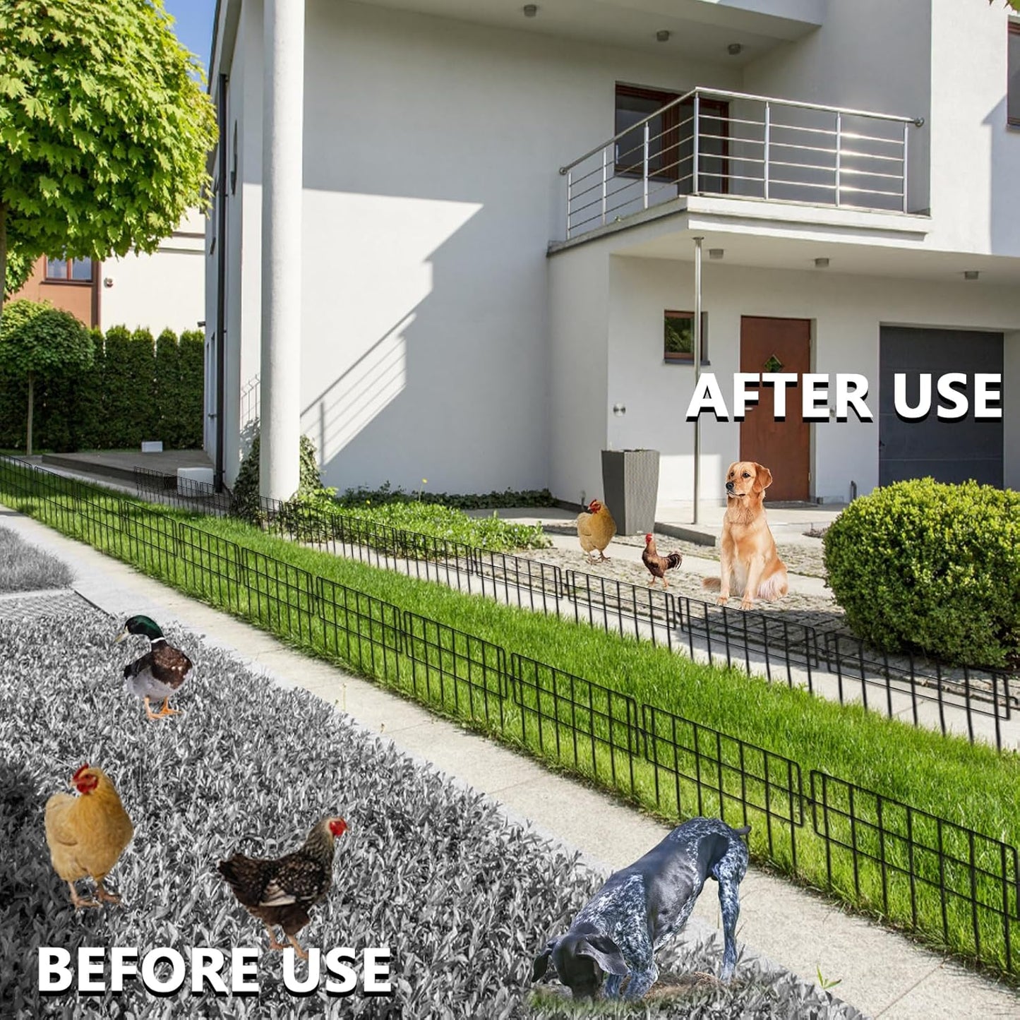 17in(H) x 26ft(L) Garden Fence Animal Barrier No Dig, 26 Panels Rustproof Small Metal Fencing, 1.5in Gap Fence Border, Outdoor Decorative Fence for Yard Dogs Rabbits