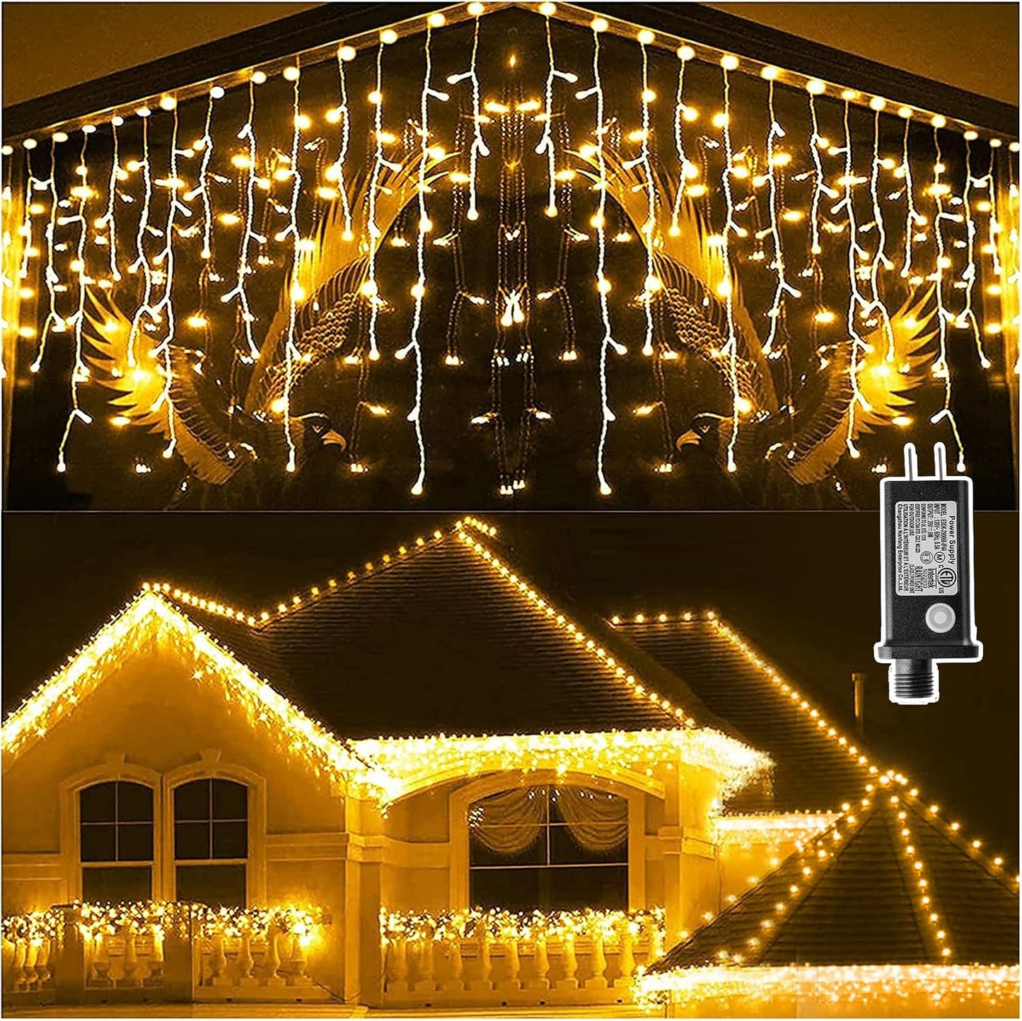 KNONEW 164FT 1600 LED Christmas Lights Outdoor Decoration with 320 Drops Timer 8 Modes Hanging Lights Plug in Waterproof Indoor Decor for Holiday Wedding Party Window (Warm White)