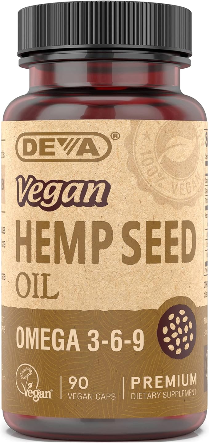 DEVA Vegan Vitamins Hemp Oil, Rich 3-6-9 - 90 Capsules, 1-Pack