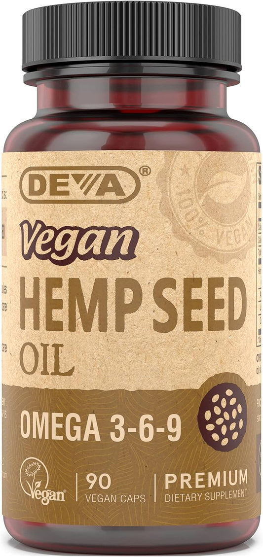 DEVA Vegan Vitamins Hemp Oil, Rich 3-6-9 - 90 Capsules, 1-Pack
