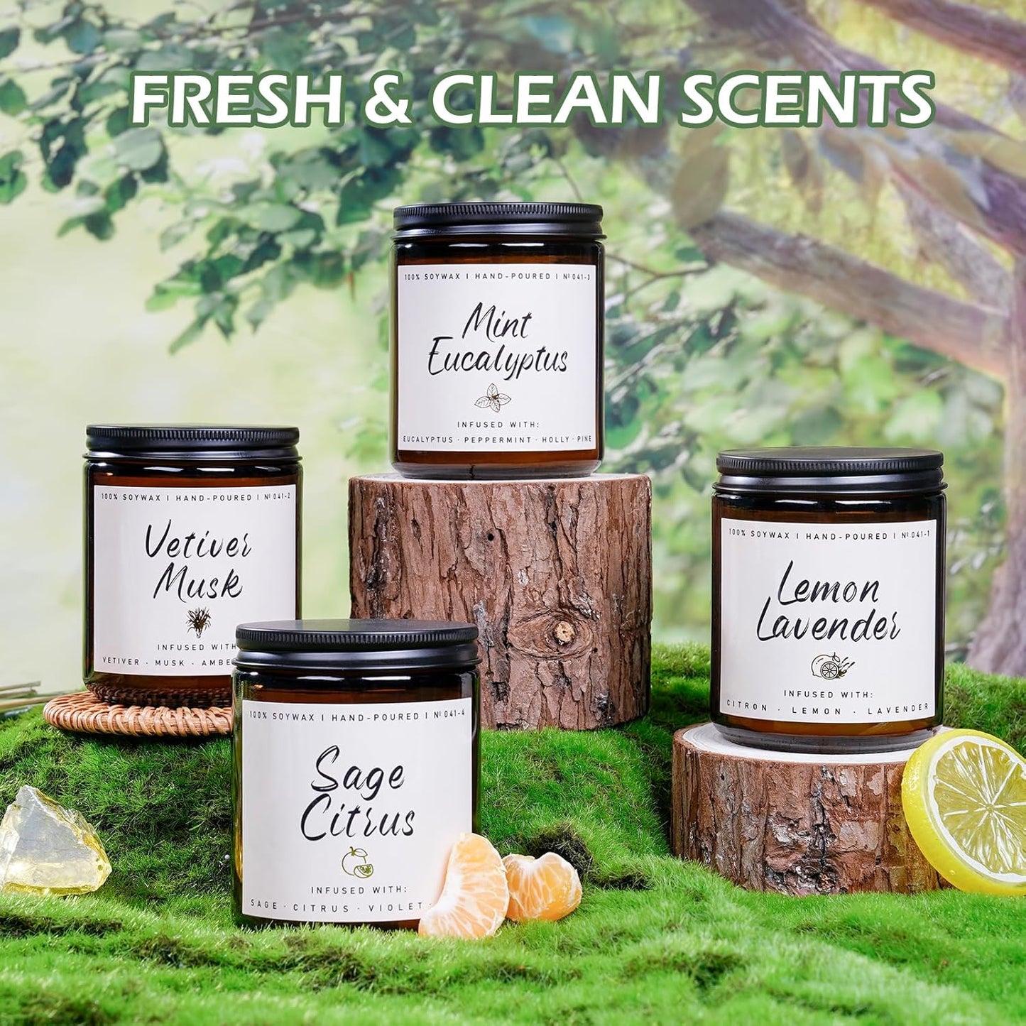 Auelife Scented Candle for Home | Sage Citrus Candle | Aromatherapy Candles - Soy Candles for Home Scented, Gifts for Women Men, Citrus Fragrance -7oz, Single Wick Made with Soy Wax