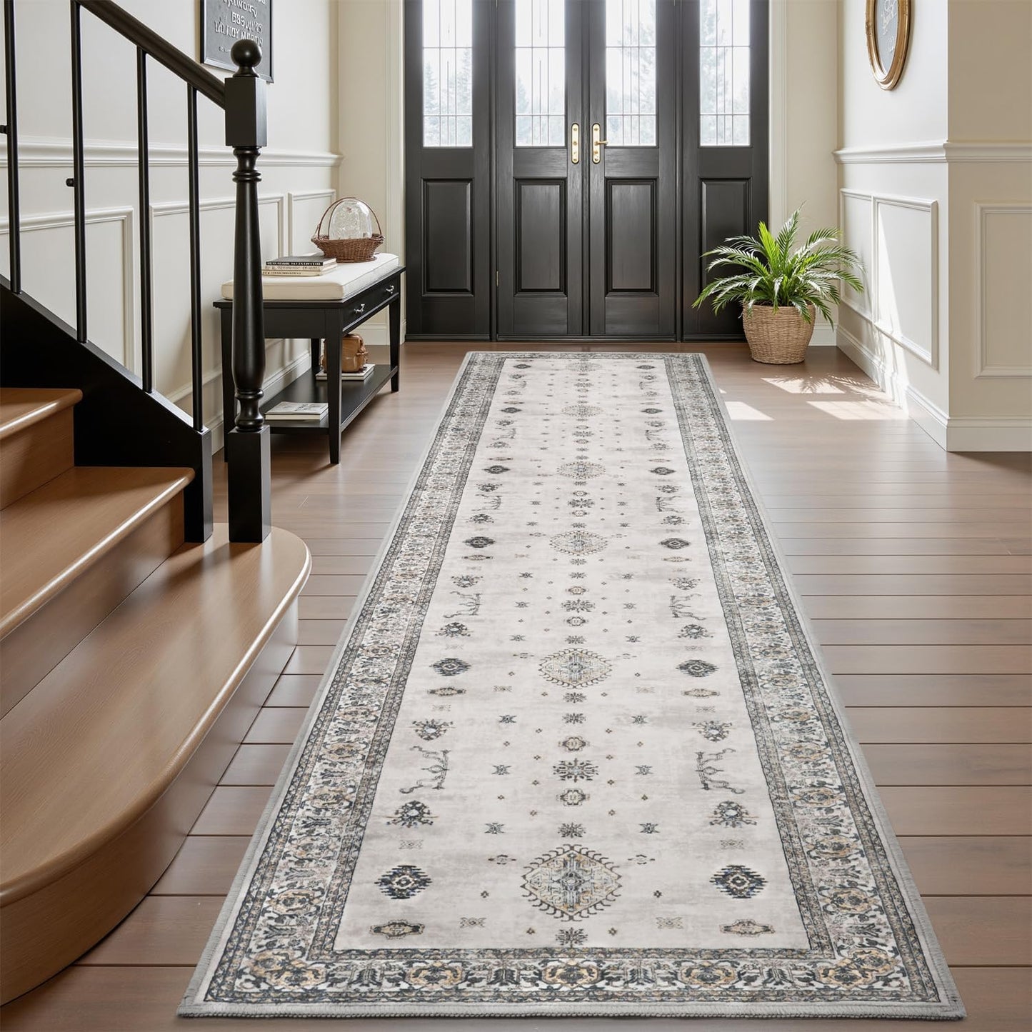 AMOAMI Vintage 3X10 Runner Rug Non Slip Soft Runners for Hallways Washable Hallway Runner Bedside Rugs for Bedroom Long Rug for Hallways Entryway Laundry Room Stair Kitchen Bathroom