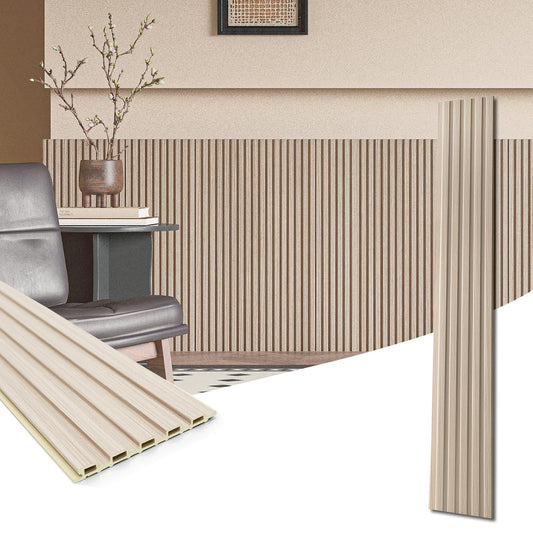 Art3d WPC Wainscoting Panels, 16-Pack 48 x 6 Inch 3D Wall Accents for Interior Wall Decor, Living Room, Bedroom, Oak