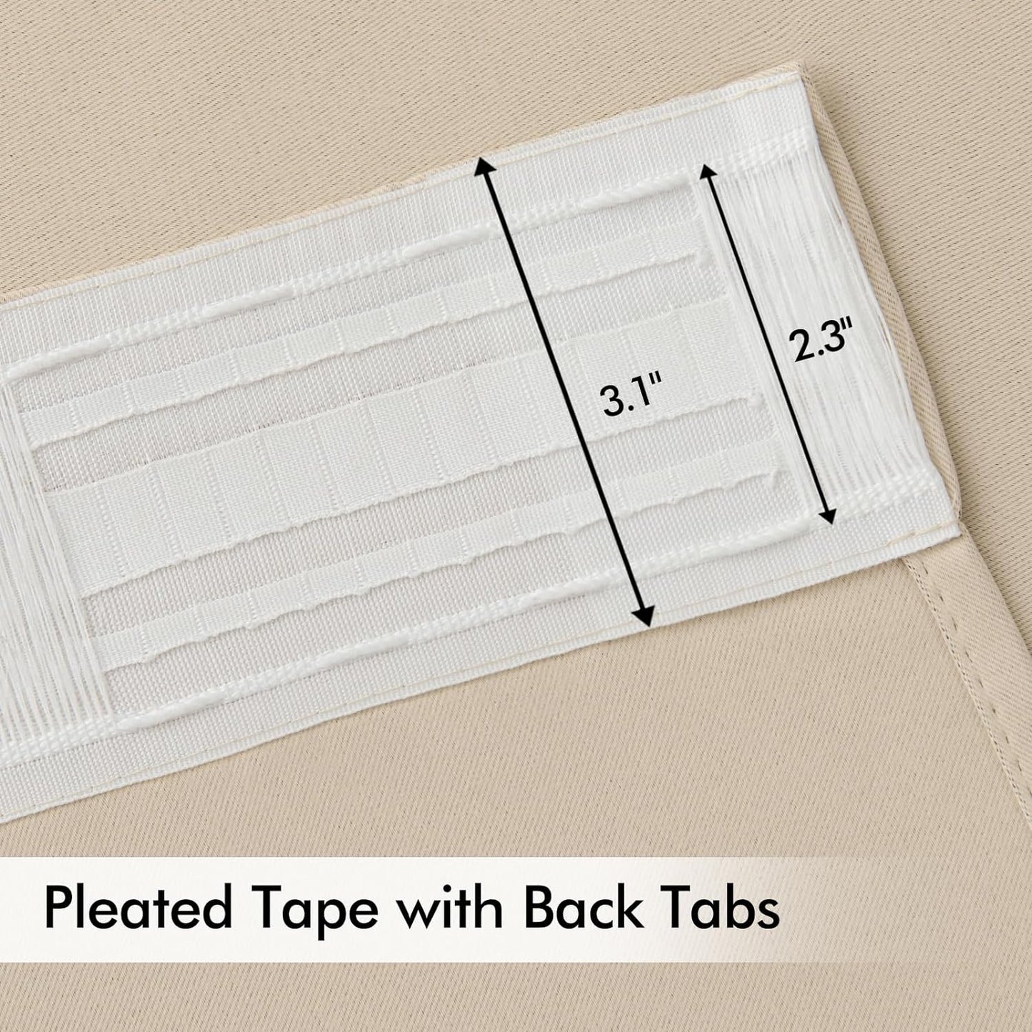 MIULEE Cream Beige Back Tab Light Blocking Curtains 96 Inch Length 2 Panels Set for Living Room Bedroom Privacy, Rod Pocket/Pinch Pleated Thermal Insulated Room Darkening Blackout Drapes W66xL96